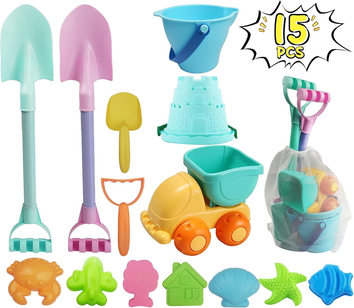 Dump Truck Toy - 15 PCS Beach Sand Toys Set