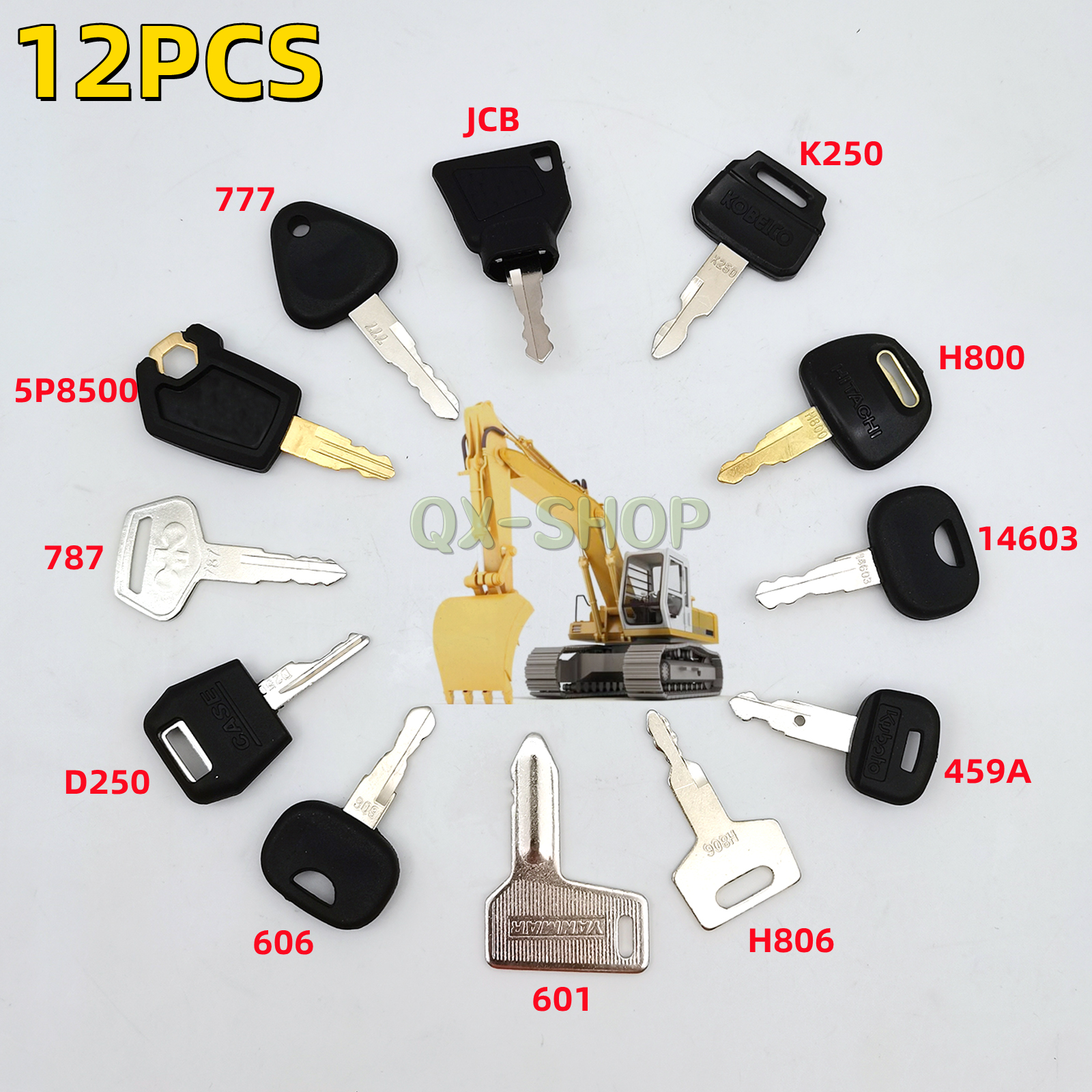 Heavy Equipment Cat - 12 type doorlock lgnition Key For