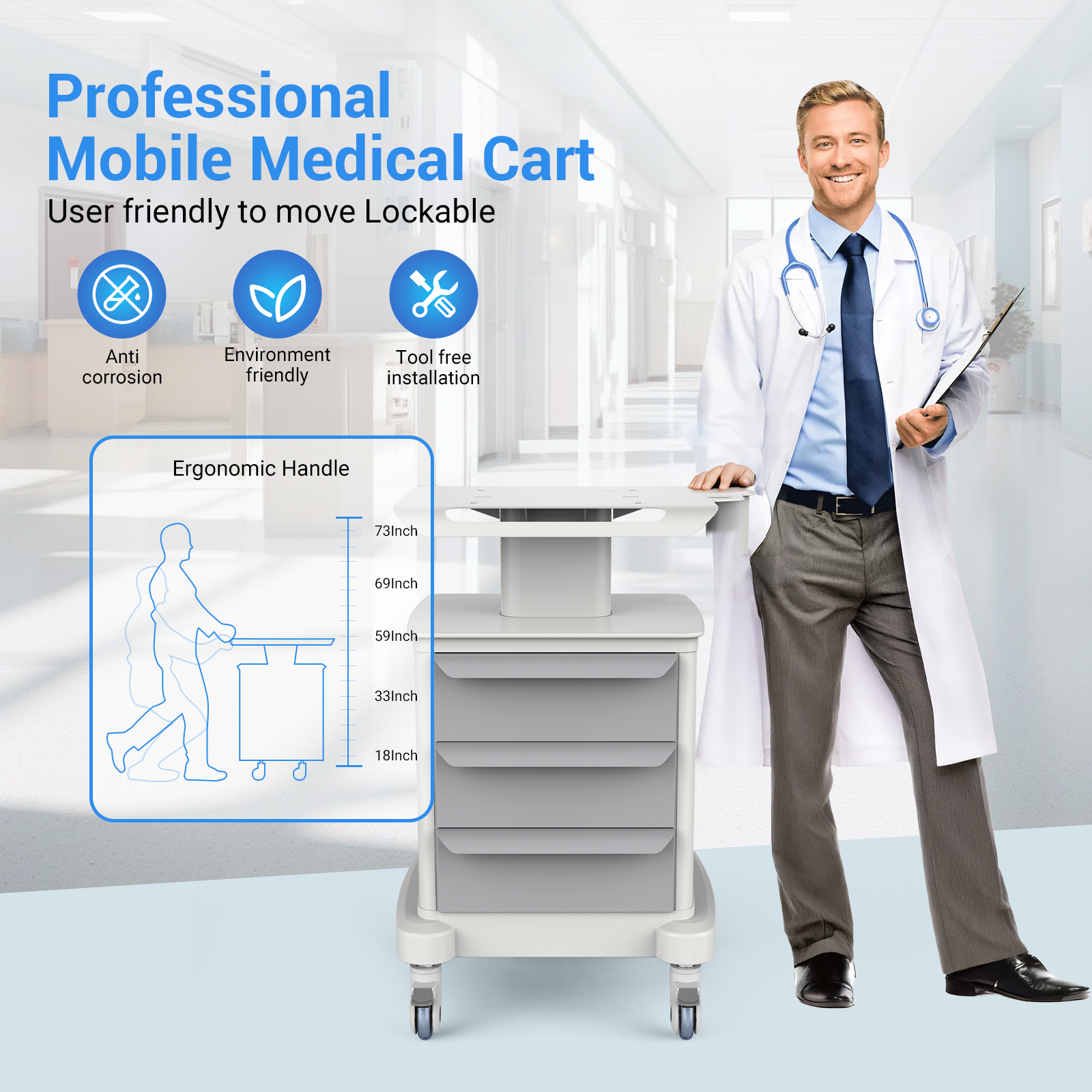 Medical Mobile Trolley Cart Ro - Heavy Equipment Storage 리뷰 및 가격
