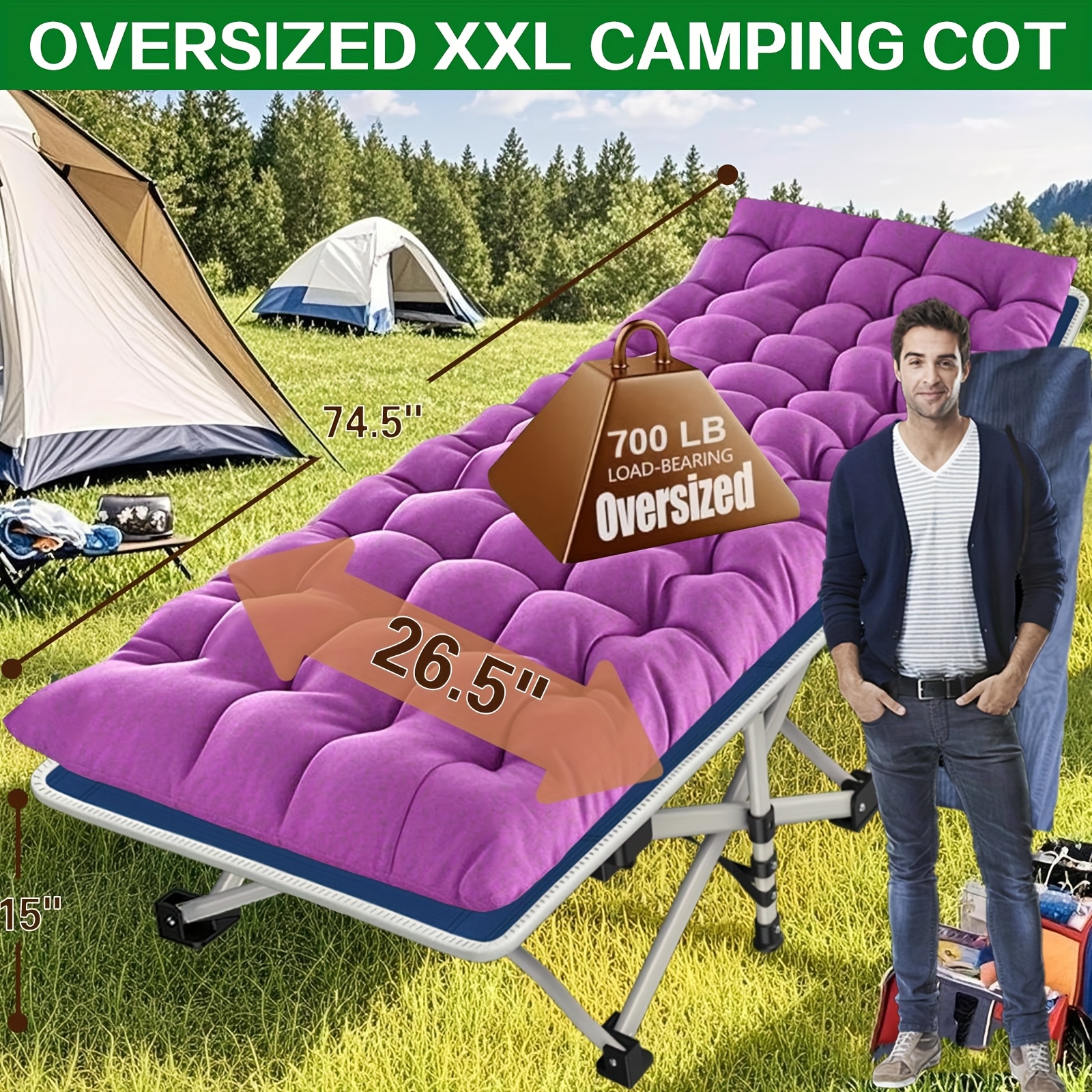 Portable Camping Cot, 700LBS-9 - Heavy Equipment Unit 리뷰 및 가격