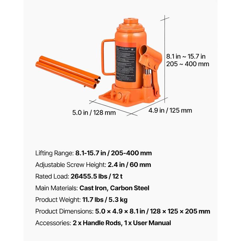 Hydraulic Bottle Jack, 12 Ton  - Welding Heavy Equipment 리뷰 및 가격