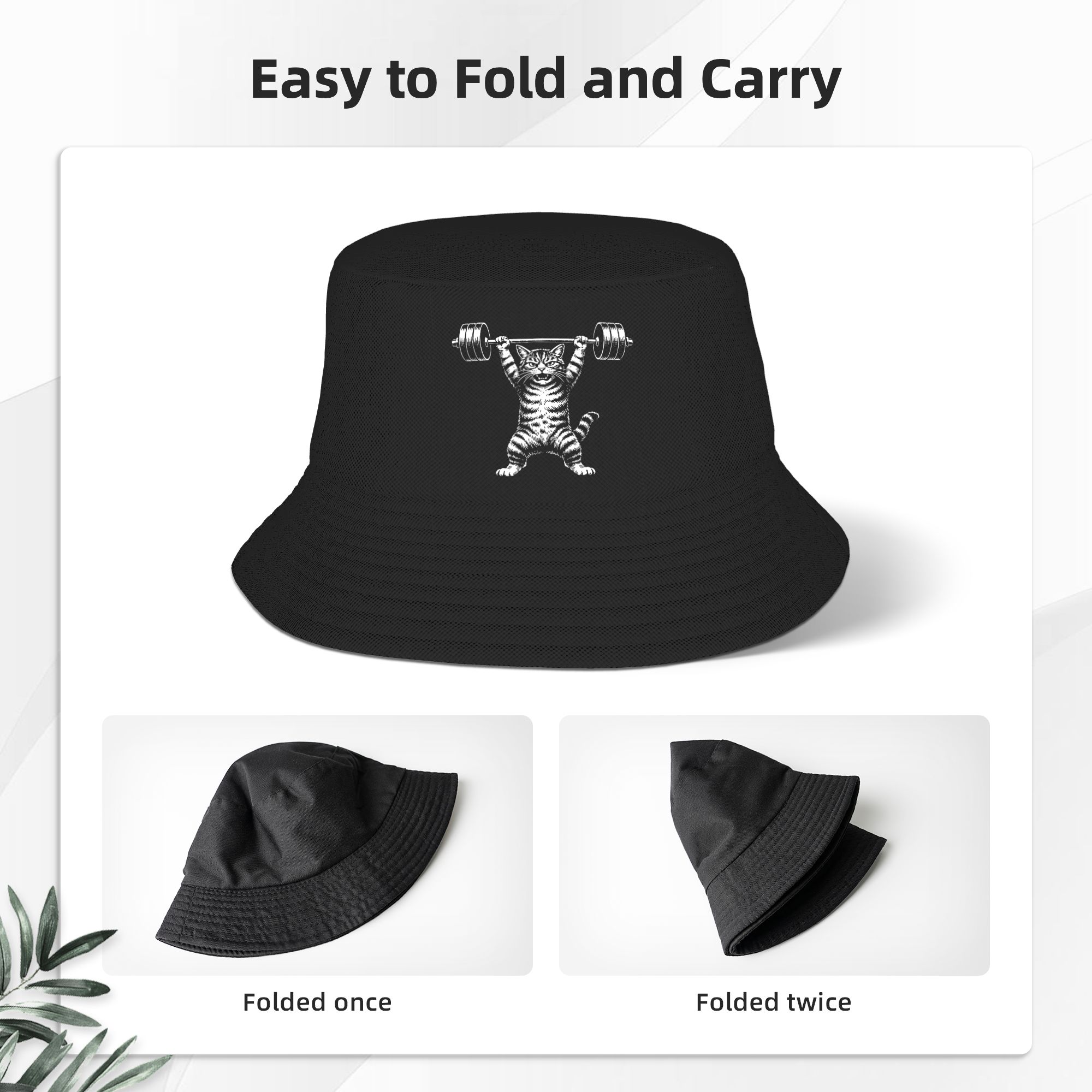Weight Lifting Cat Bucket Hat  - Heavy Equipment Cat 리뷰 및 가격